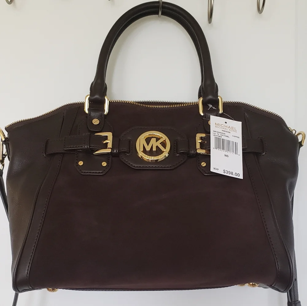 MICHAEL Michael Kors Hudson Large Satchel Coffee Leather/Suede - Picture 2 of 9